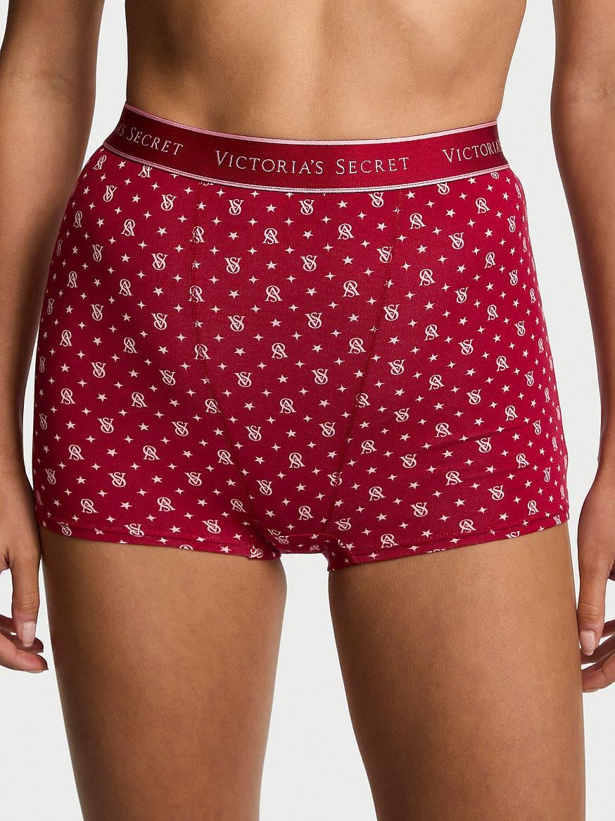Трусики женские Victoria's Secret Logo Cotton High-Waist Boyshort S Красный (228779695782)