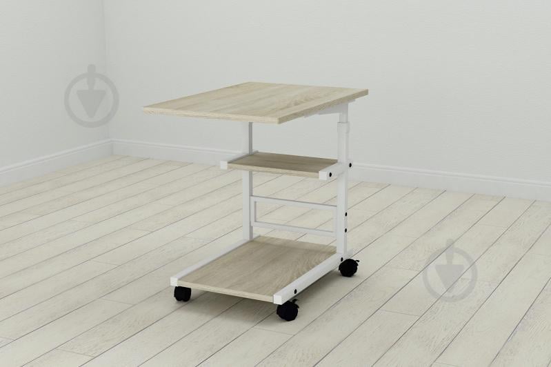 Стол приставной Ferrum-decor Адан 62x40x60 металл Белый ДСП Дуб Сонома 16мм (ADA0011)