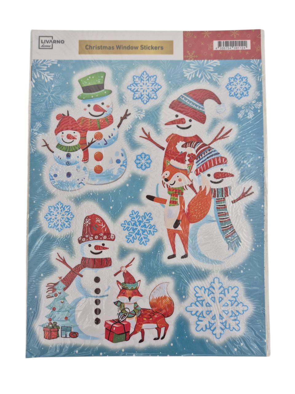 Новогодние наклейки на окна многоразовые Livarno Home 9 шт. 38х30 см (P1-00285)
