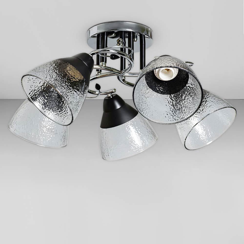 Люстра потолочная Light House SC-18736/5 CR+BK d 540х260 мм Хром/Черный/Прозрачный/Черный