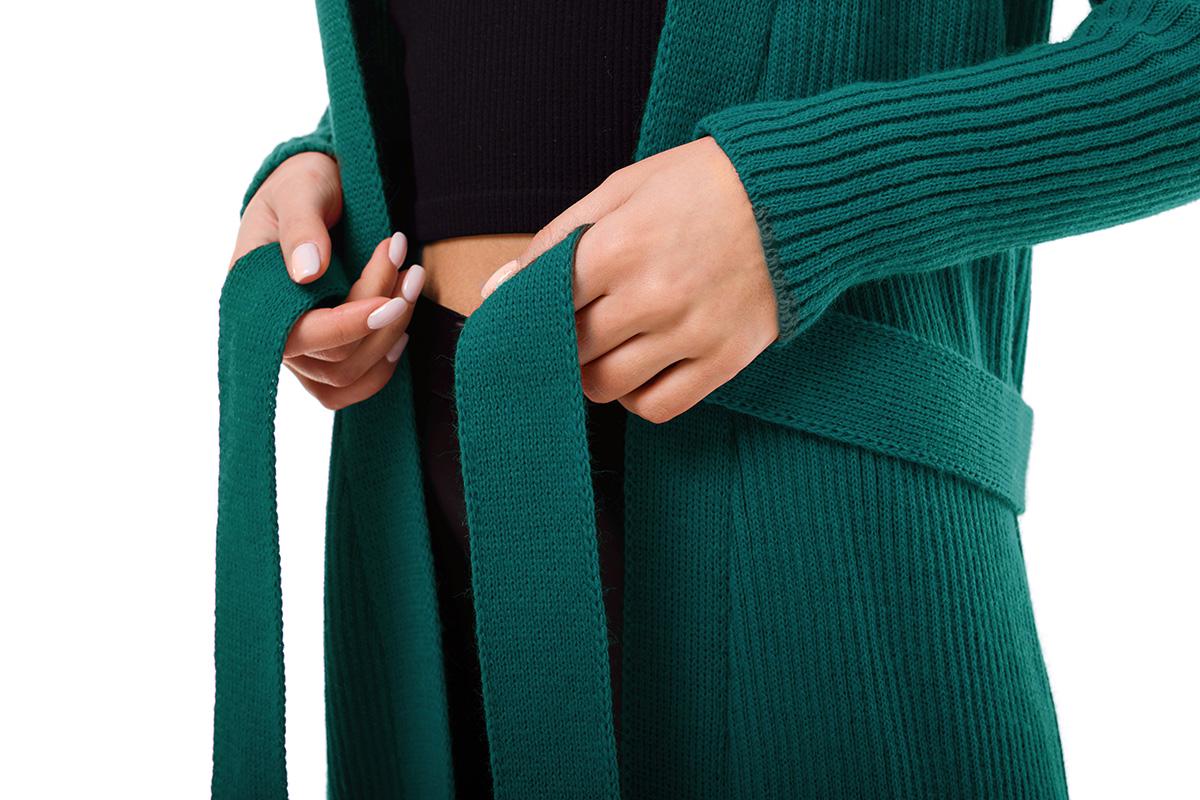 Кардиган SVTR свободный миди р. 48-52 Темно-зеленый (407) - фото 5