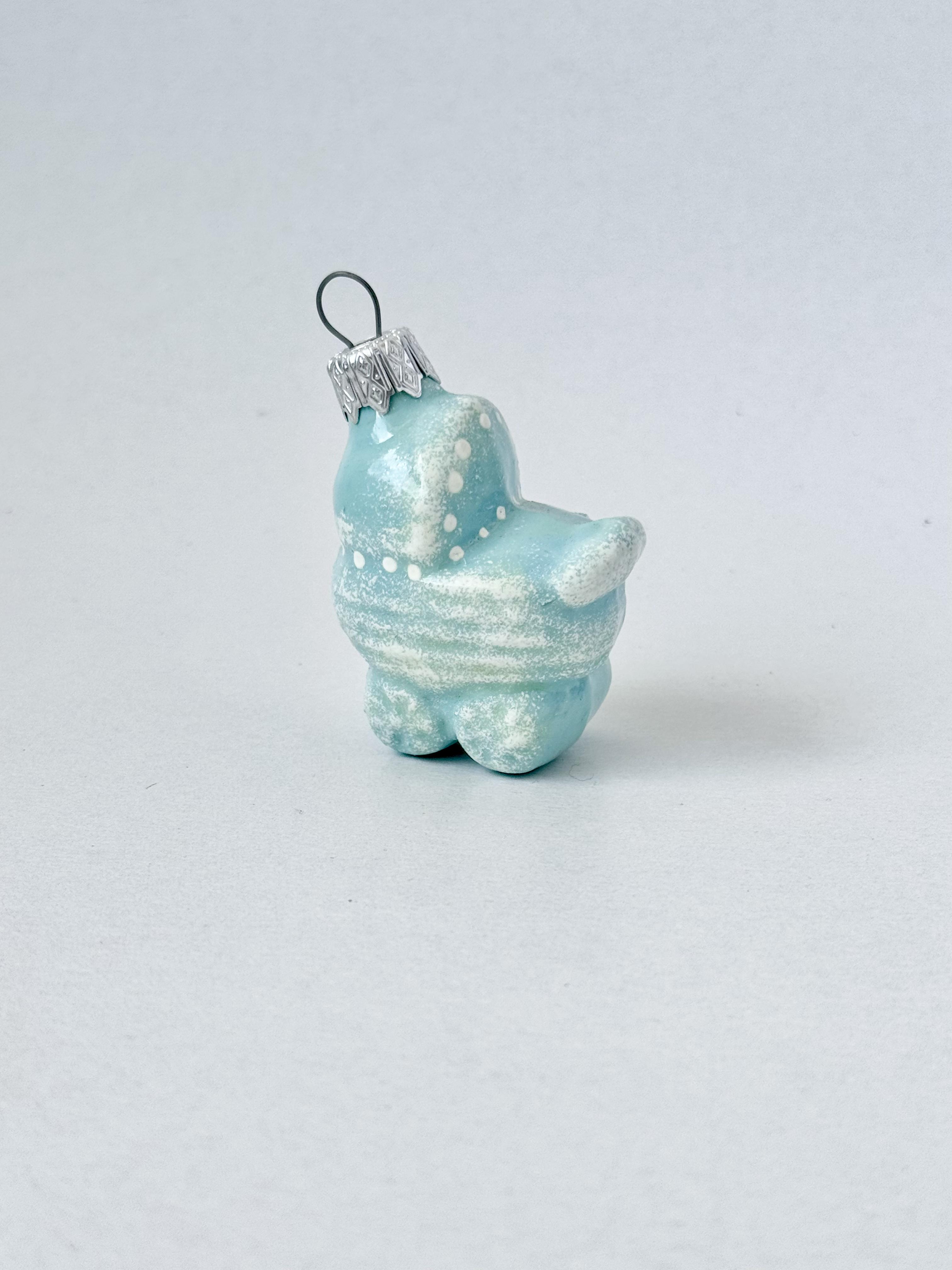 Игрушка на елку стеклянная Коляска 5х5 см Голубой (F-43 blue)