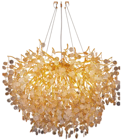 Люстра Sirius с хрустальными подвесами под 6 ламп G9 Золотой (WM-7002 500-G9x6)