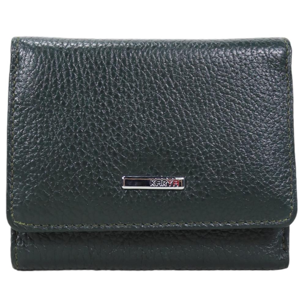 Кошелек женский из натуральной кожи Karya 2021-030 Темно-зеленый (2780267823)