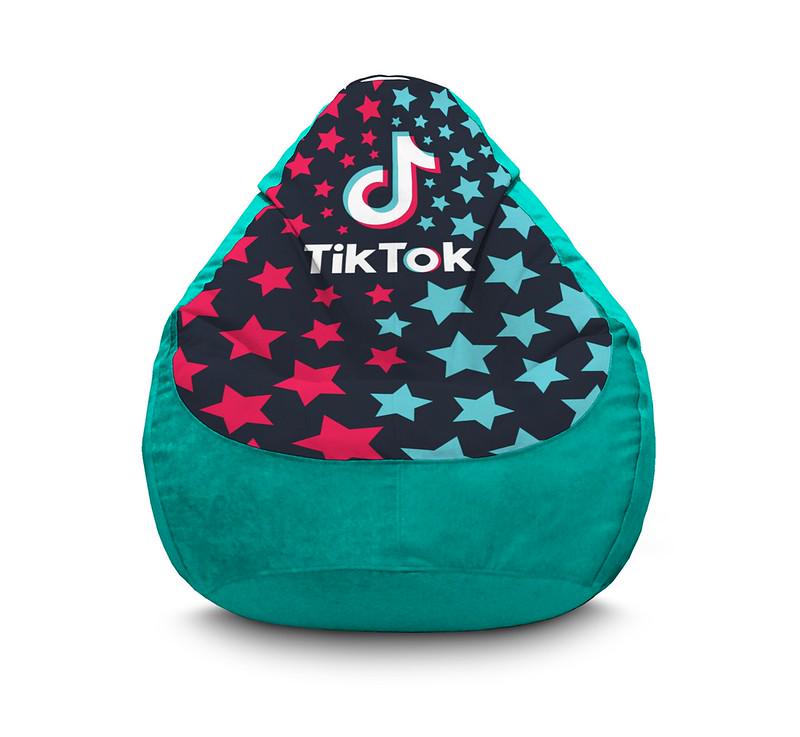 Кресло мешок iPuff Tik Tok Super star Light blue Флок XL 80x110 см Бирюзовый