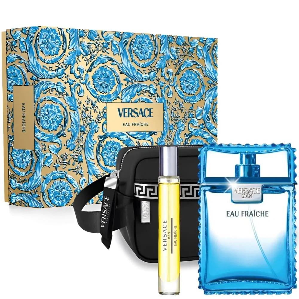 Подарунковий набір для чоловіків Versace Eau Fraiche туалетна Вода 100 мл/туалетна вода 10 мл та косметичкою (372606)