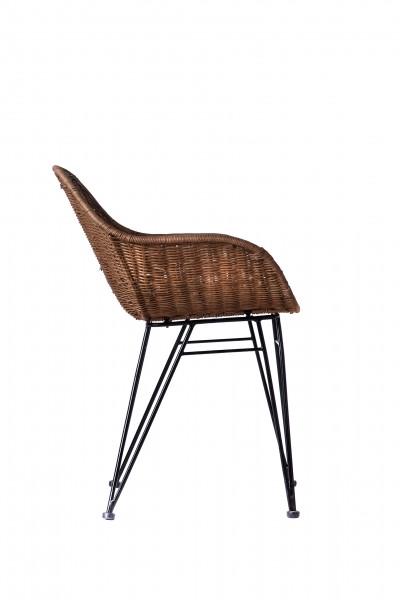 Кресло плетеное из натурального ротанга на металлическом каркасе 2 шт. Коричневый (cr-ok48211) - фото 8