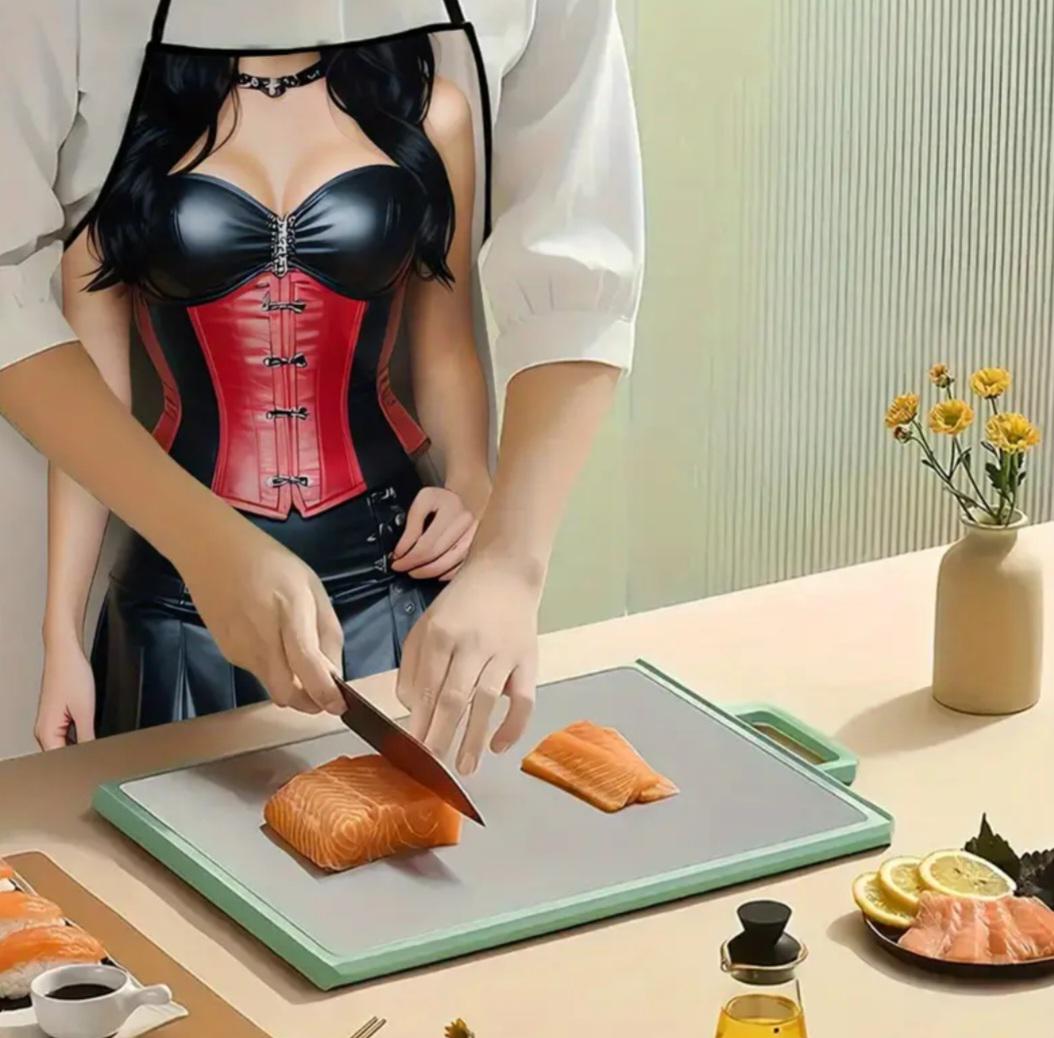 Фартук с приколом для женщин девушка в кожаном платье 72x53 см Разноцветный (808942) - фото 4 Фартук с приколом для женщин девушка в кожаном платье 72x53 см Разноцветный (808942) - фото 4