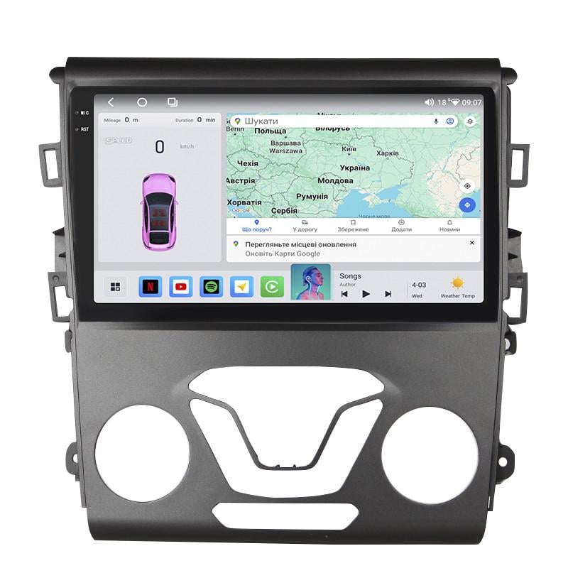 Автомагнитола штатная Lesko для Ford Fusion North America II Рестайлинг 2016-2020 4/64 QLED CarPlay GPS Prime 9" (24366331)