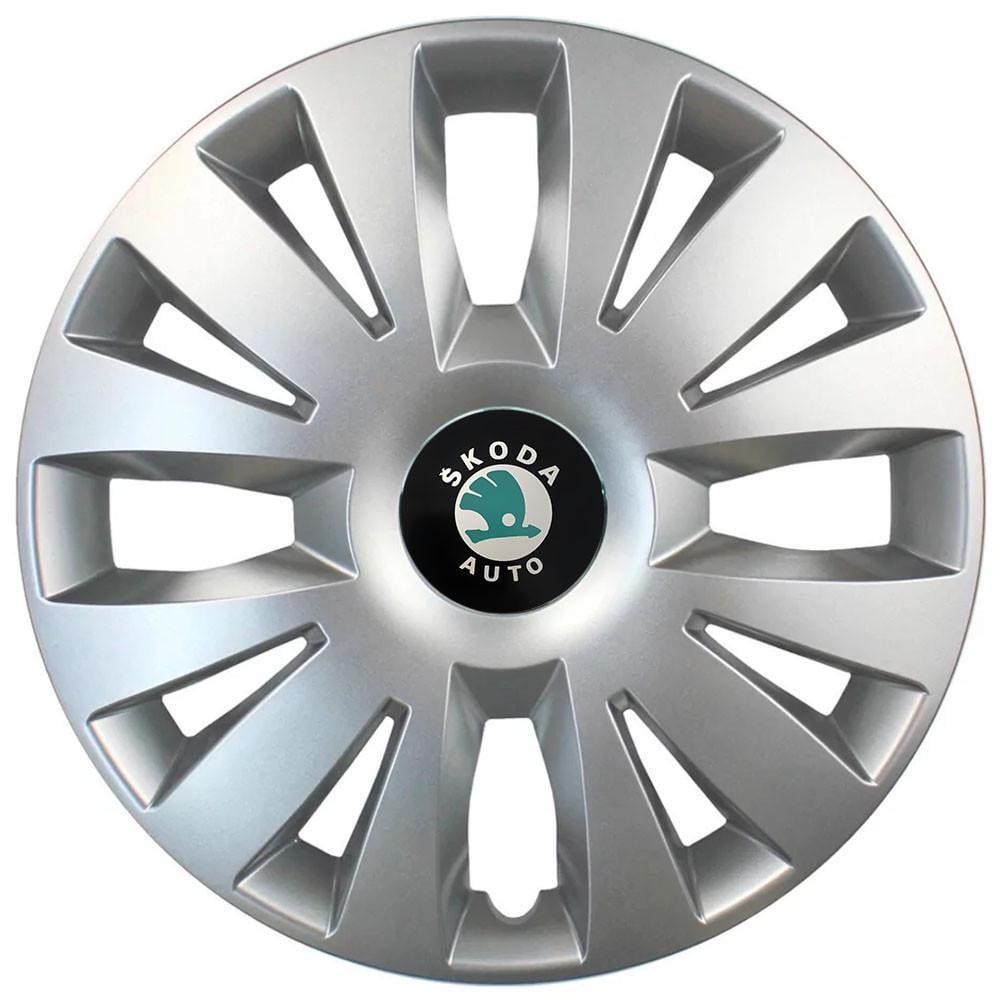 Ковпаки автомомбільні R15 Skoda Зелений 324 SJS 4 шт. Сріблястий