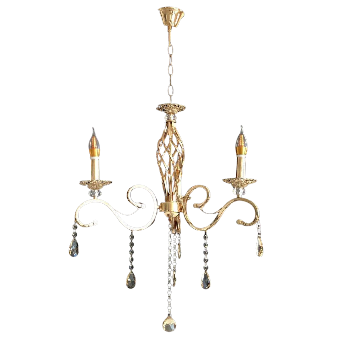 Люстра Sirius с хрустальными подвесами под три лампы Е14 Золотой (7330А/3)