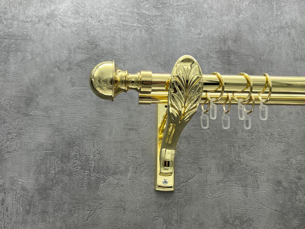 Карниз Quadrum Бостон гладкая штанга двойной ретро 25/19 мм 200 см Золотой