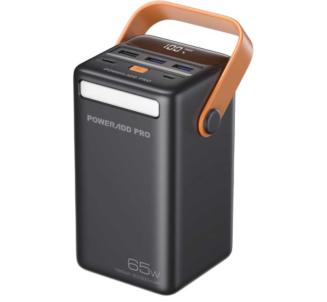 Повербанк для ноутбука POWERADD PRO 50000 mAh PD 65W USB C с LED-дисплеем и фонарем (321548)