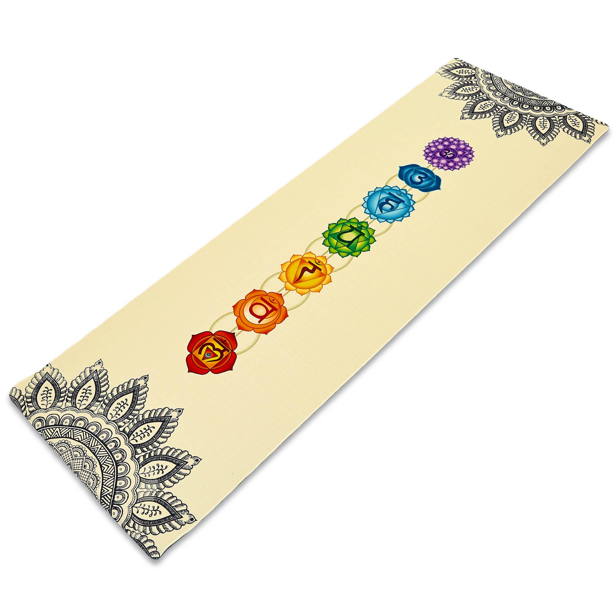 Коврик для йоги Джутовый Yoga mat Record FI-7157-1 183x61x0,3 см принт мандала Чакры (NA004107)