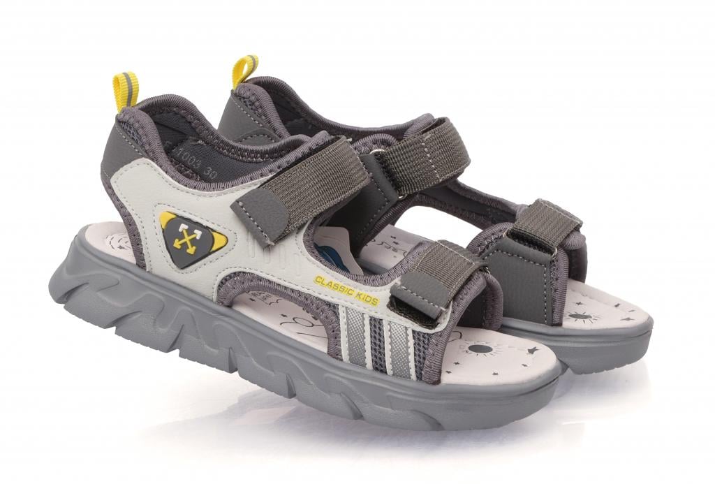 Cандали для мальчиков 51003 в сетку р. 27 Серо-желтый Cандали для мальчиков 51003 в сетку р. 27 Серо-желтый