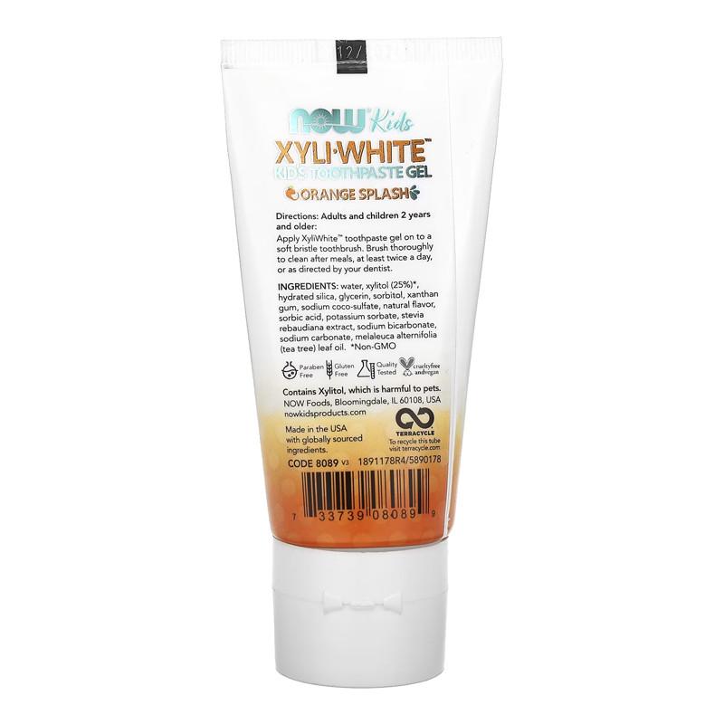 Зубная паста для детей NOW Xyli White Kids Toothpaste Gel Апельсиновый 85 г (09152-01) - фото 2