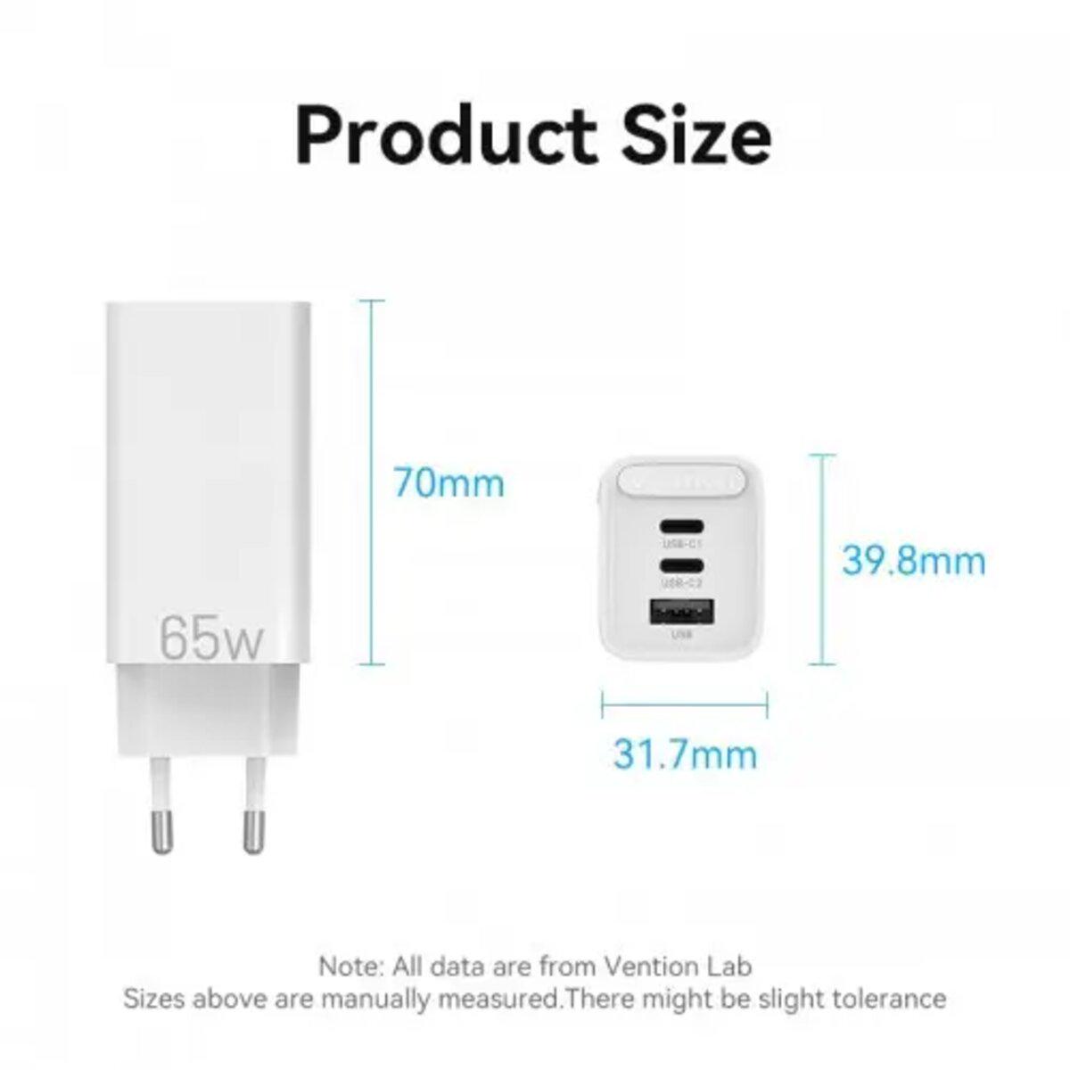Зарядное устройство Vention FEDW0-EU GaN 65W White - фото 5 Зарядное устройство Vention FEDW0-EU GaN 65W White - фото 5