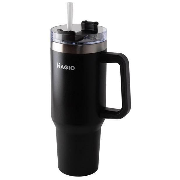 Термокружка с ручкой и соломинкой Magio MG-1087 1200 мл Black (iz16356)