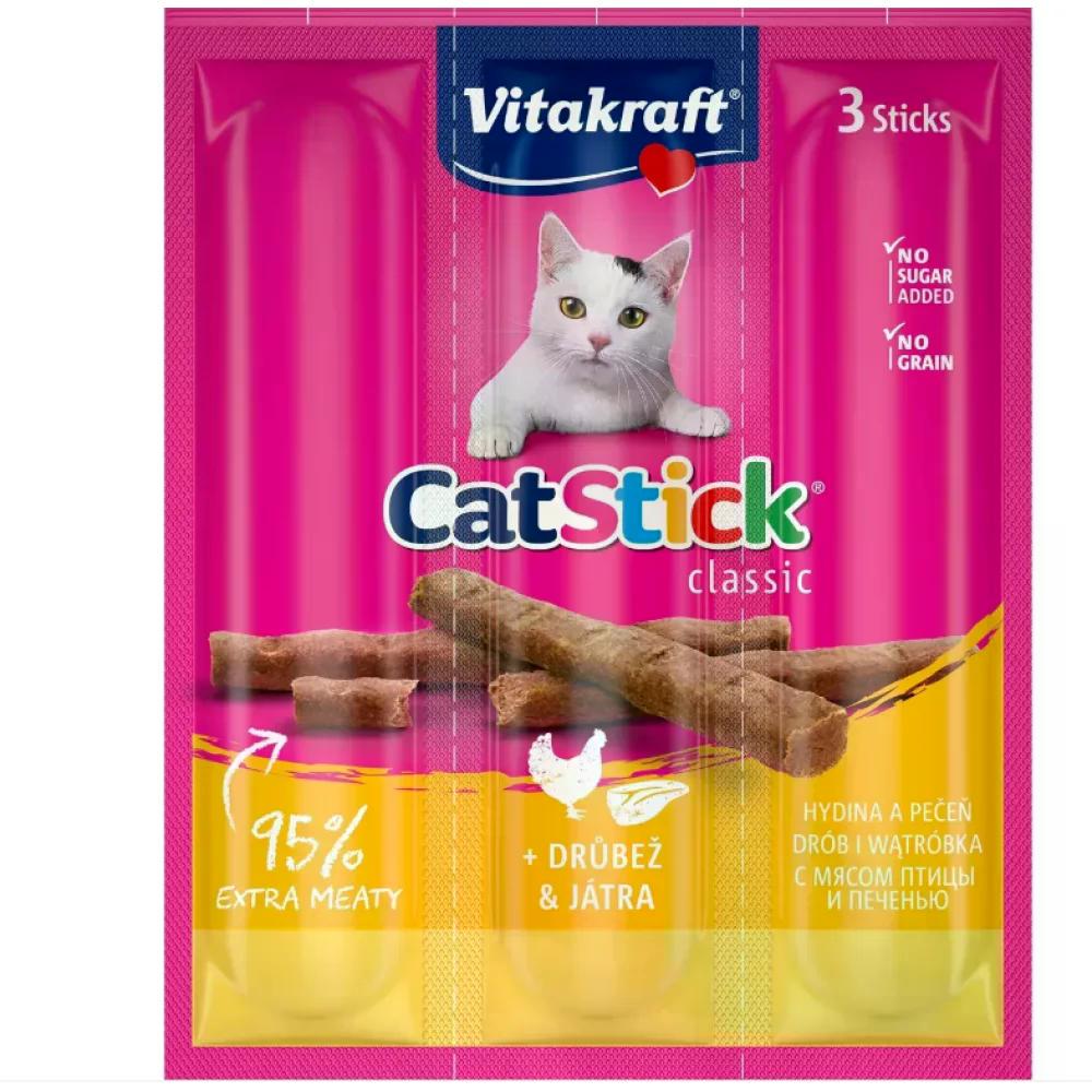Лакомство для кошек Vitakraft Cat Stick mini poultry&Liver Cat мясные с птицей и печенью 18 г 3х6 г