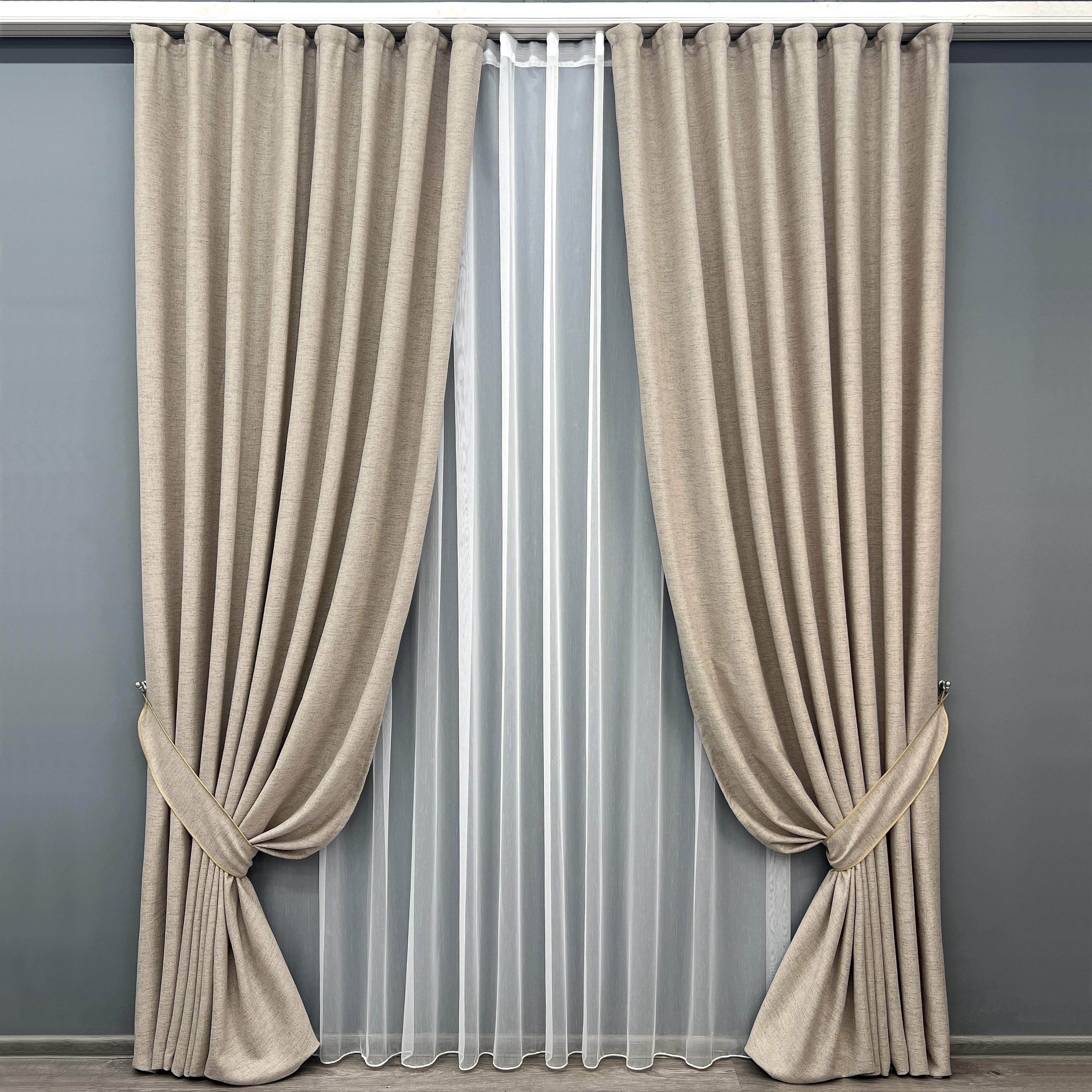 Комплект готовых штор VR-Textil TWEED_V однотонный №1917ш 150х290 см 2 шт. Бежевый (33-0985)