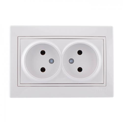Розетка двойная без заземления Lezard Mira Белый (00000000563)