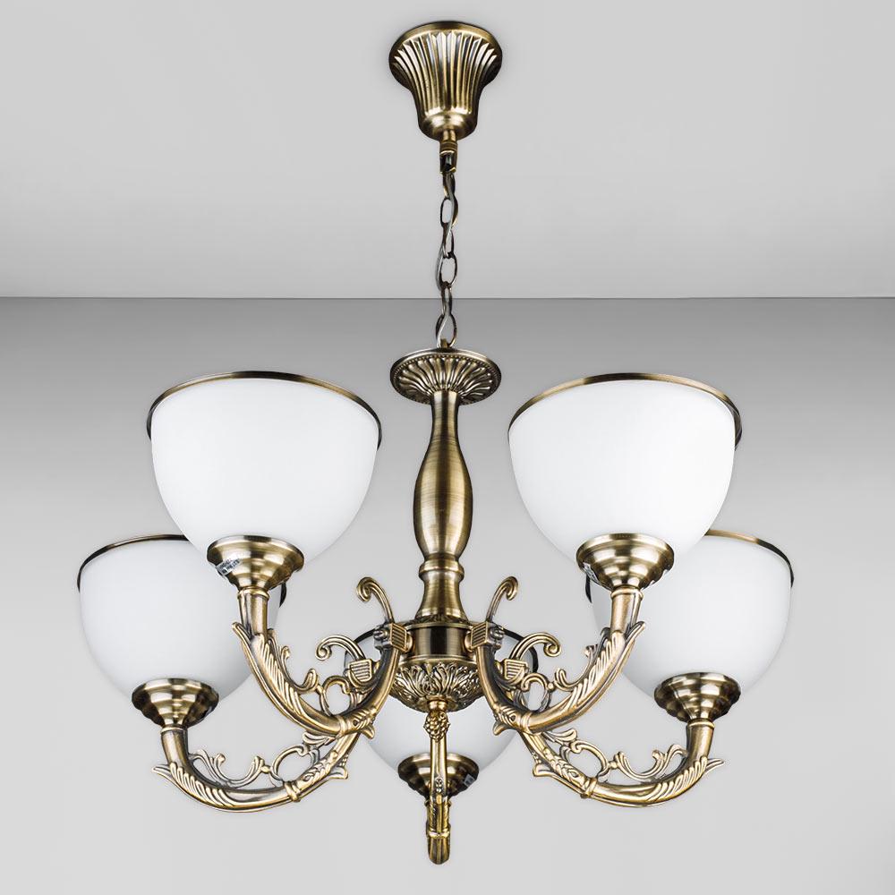 Люстра підвісна класика Light House DL-18577/5 Латунь/Білий