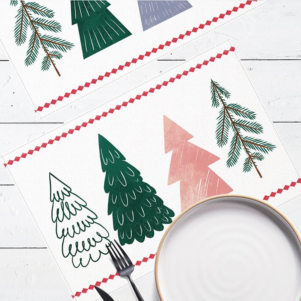 Салфетка тканевая сервировочная Presentville под тарелку Различные елки 40х27 см 2 шт. (SRVS_R_23NG004)