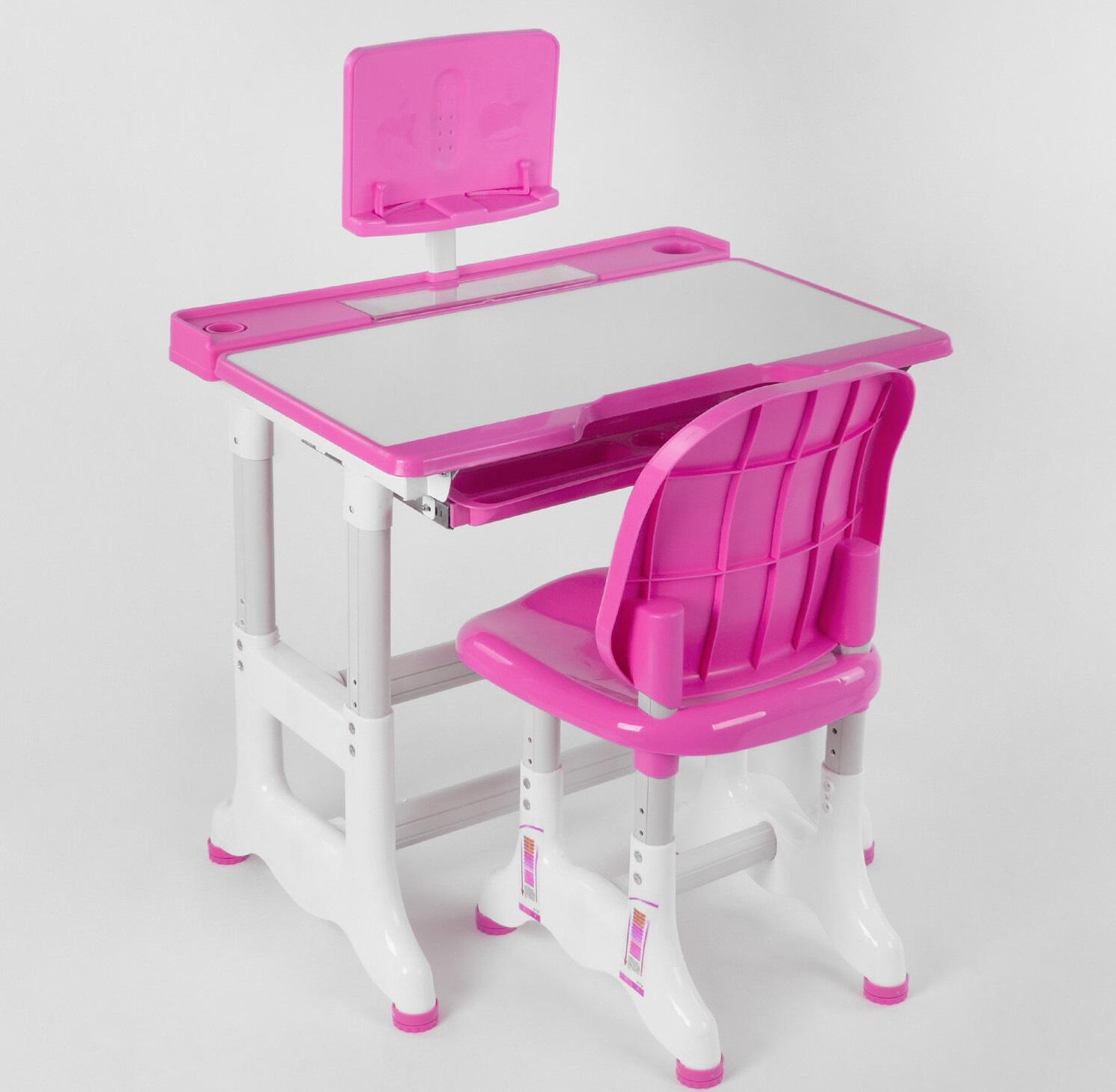 Парта со стульчиком регулируемая высота и угол наклона столешницы металл/пластик 71х49 см Pink (94156) - фото 3 Парта со стульчиком регулируемая высота и угол наклона столешницы металл/пластик 71х49 см Pink (94156) - фото 3