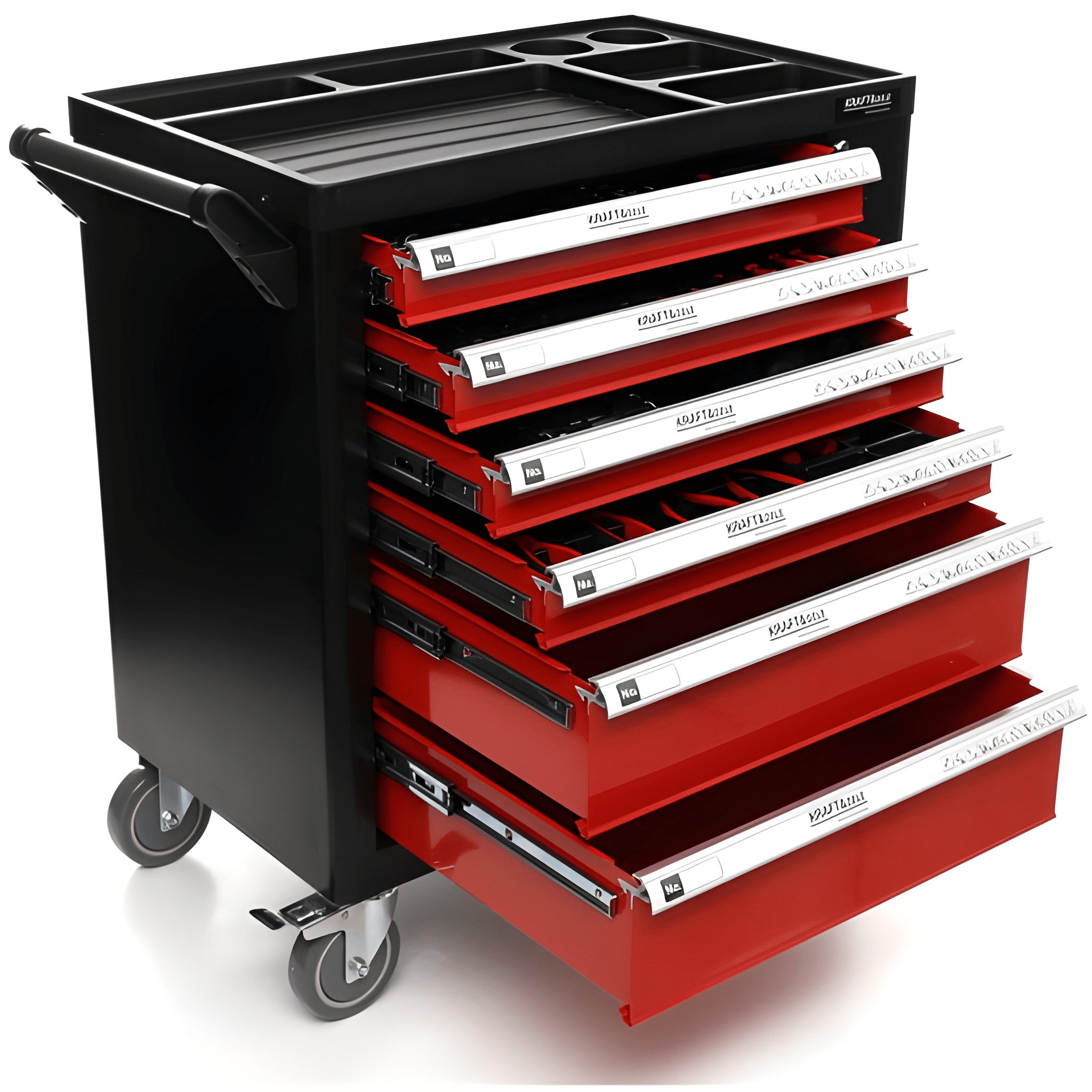 Тележка инструментальная Kraft&Dele KD362 263 эл. 6 выдвижных ящиков 85x47x97 см CrV-сталь Черный с красным