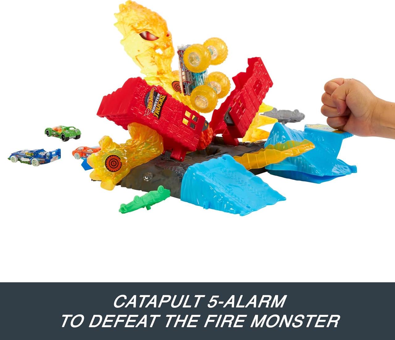 Игрушечный трек Hot Wheels Monster Trucks Power 5-Alarm Torch Tower Takedown (HTP39) - фото 5 Игрушечный трек Hot Wheels Monster Trucks Power 5-Alarm Torch Tower Takedown (HTP39) - фото 5