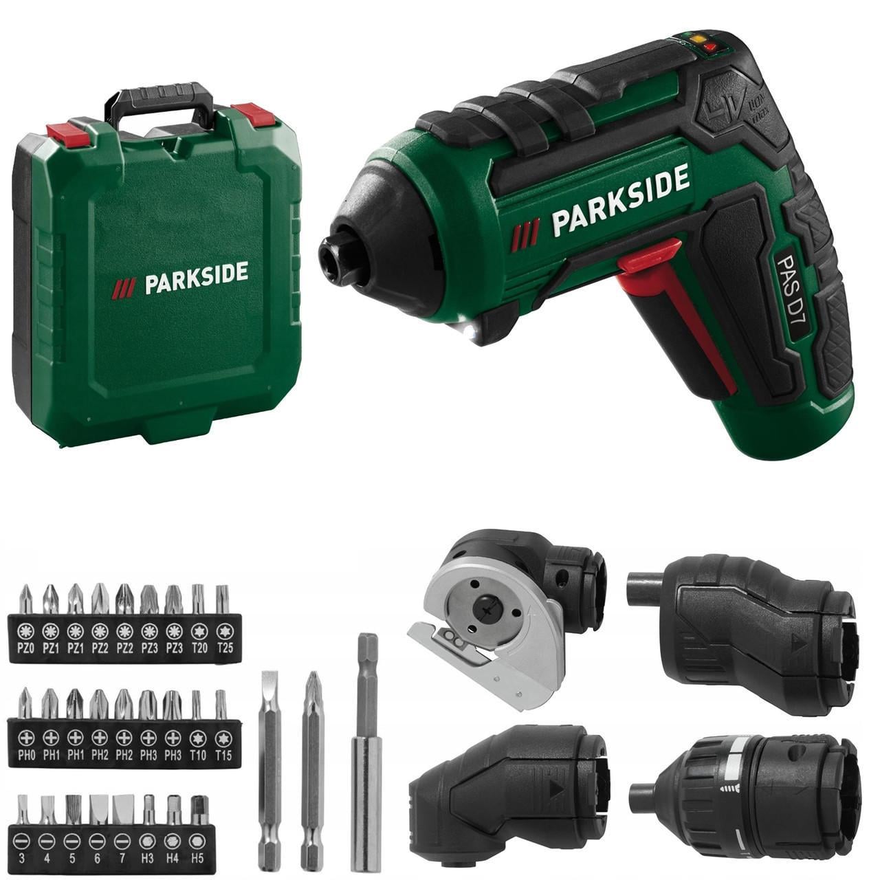 Отвертка-шуруповерт аккумуляторная PARKSIDE PAS D7 4в1 4 V 1500 mAh 10 Nm (PAS D7 4в1)