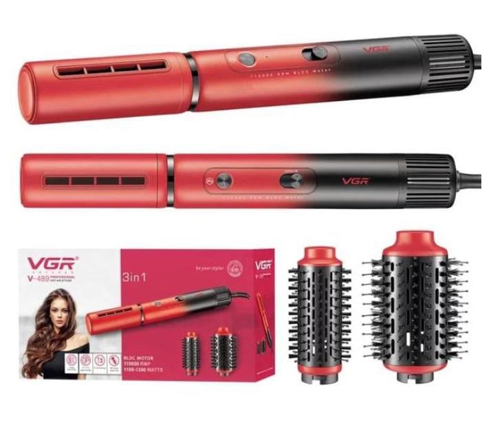 Фен-стайлер VGR V-489 3в1 Professional 3 насадки Червоний