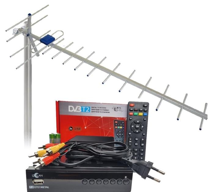 Тюнер uClan T2 6701 METAL с фунциями медиаплеера и IPTV/WebTV/антенна внешняя Дальнобой 75 км