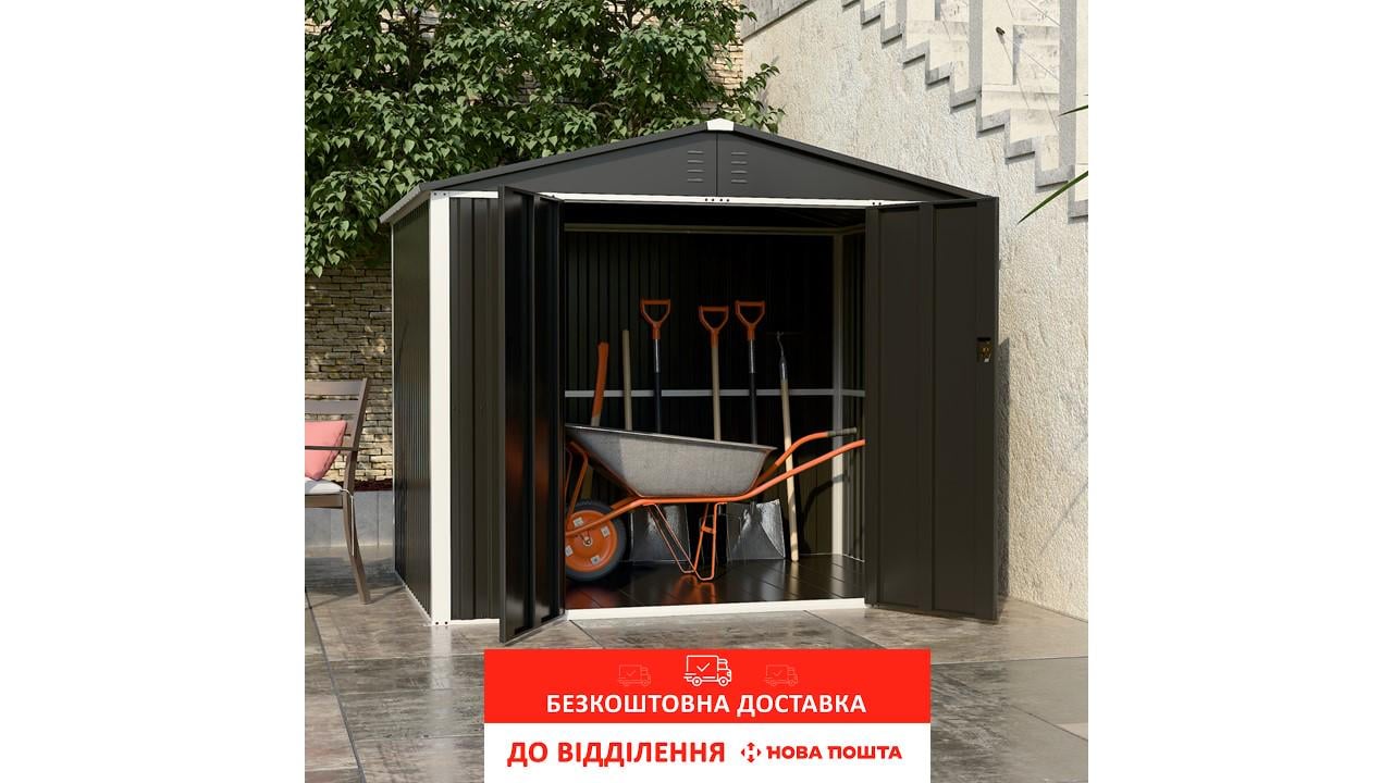 Хозблок-сарай металлический DS-03 CUSTOMIZED 2000х2400х1800 мм Темно-серый - фото 3