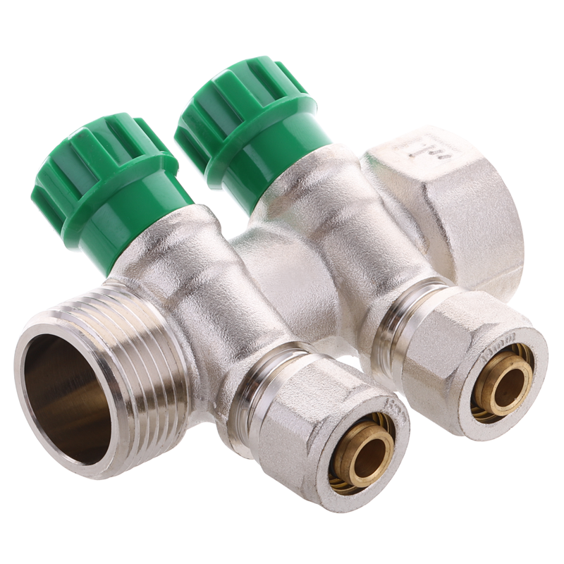 Коллектор вентильный KOER KR.1124-2 с фитингом 1" 2 выхода (KR2832) - фото 2