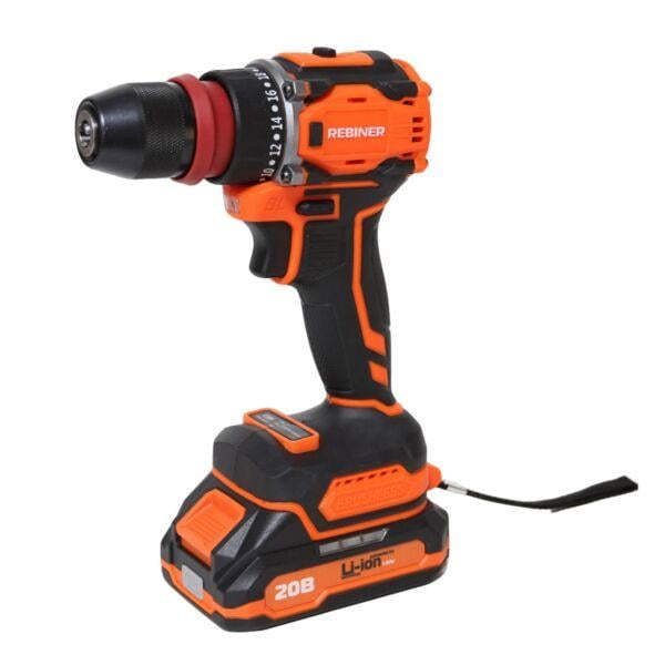 Шуруповерт бесщеточный аккумуляторный Rebiner RAD-18BL DFR 20 В 42 Нм DFR патрон/2 АКБ/кейс (3020937535)