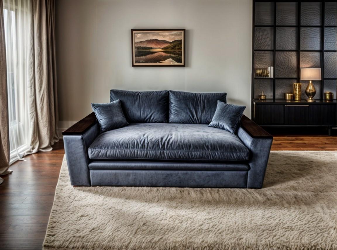 Диван прямой Tobi Sho Kubus-160 мягкий раскладной велюр 2000х800х1000 мм Синий