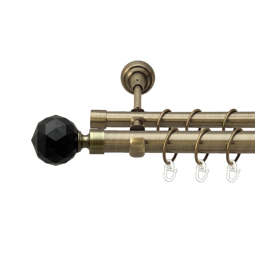 Карниз Orvit Люміера Неро металевий дворядний відкритий гладка труба кільце металеве 25/19 мм 160 см Антик (00-00024368)