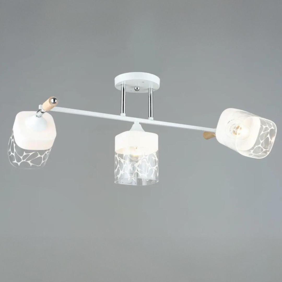 Люстра Sirius на три поворотных плафона под лампу Е27 Белый/Хром (B A4118/3 WT+CH)