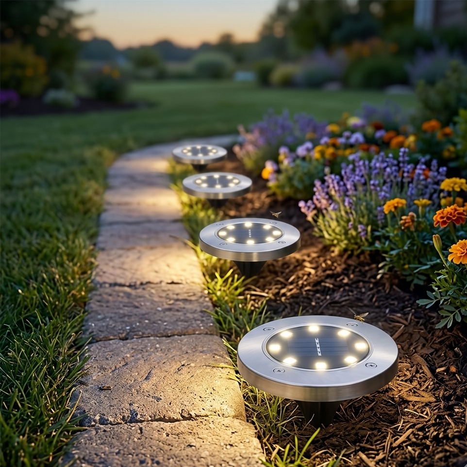 Уличный светильник грунтовый 8 LED с солнечной панелью 4 штуки (HP-L-1)