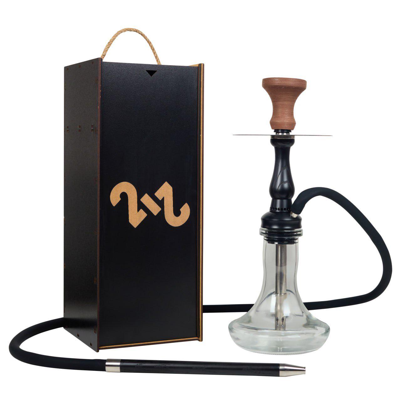 Кальян 2х2 Hookah Pixel с деревянной накладкой 43 см Черный (22727)