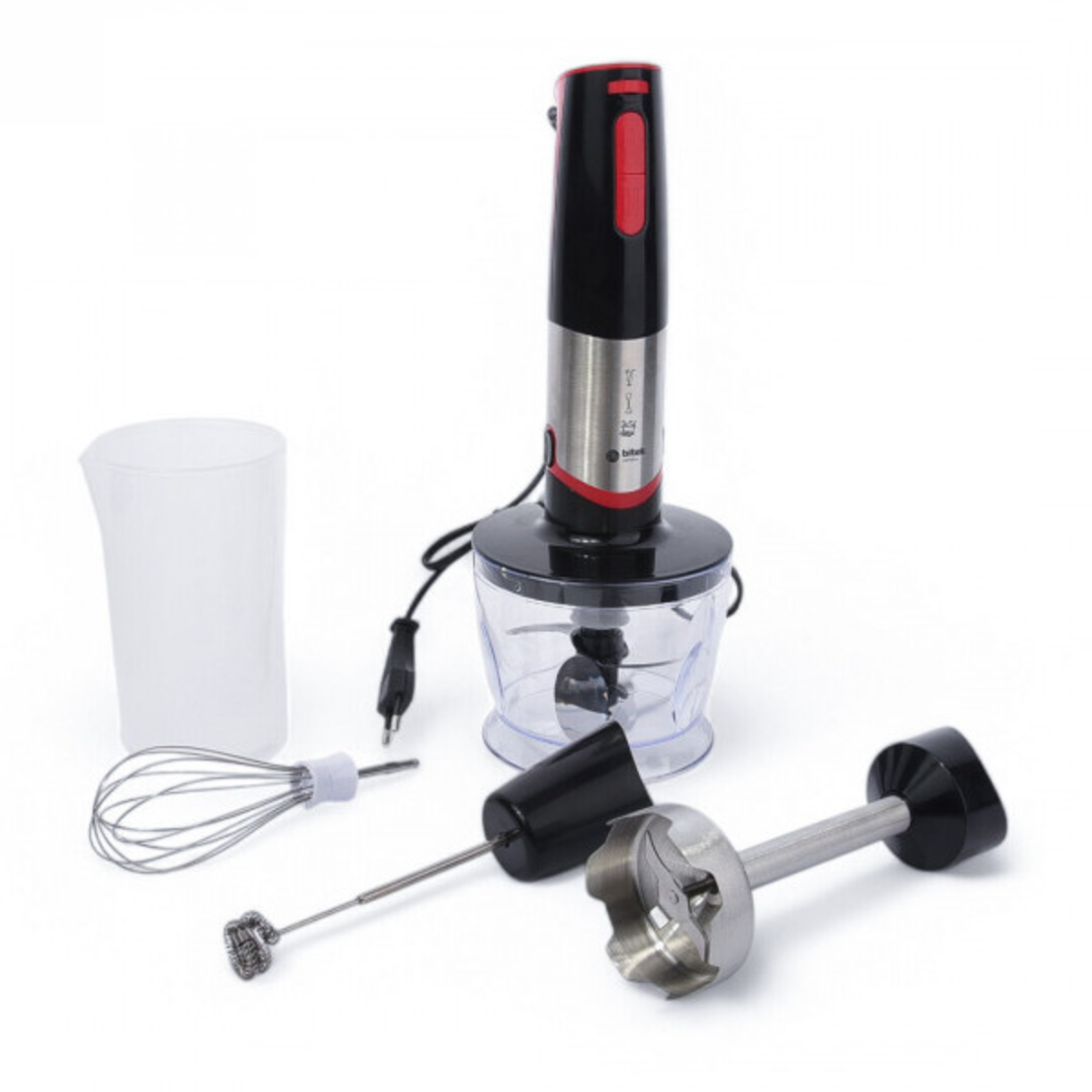 Блендер занурювальний Bitek кухонний для смузі з капучинатором 1800 Вт Чорний