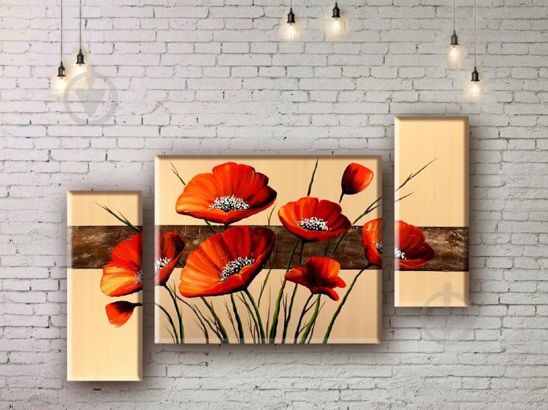 Модульная картина акрилом цветы ArtStar MHM17_3_023 размер 70 х 110 см