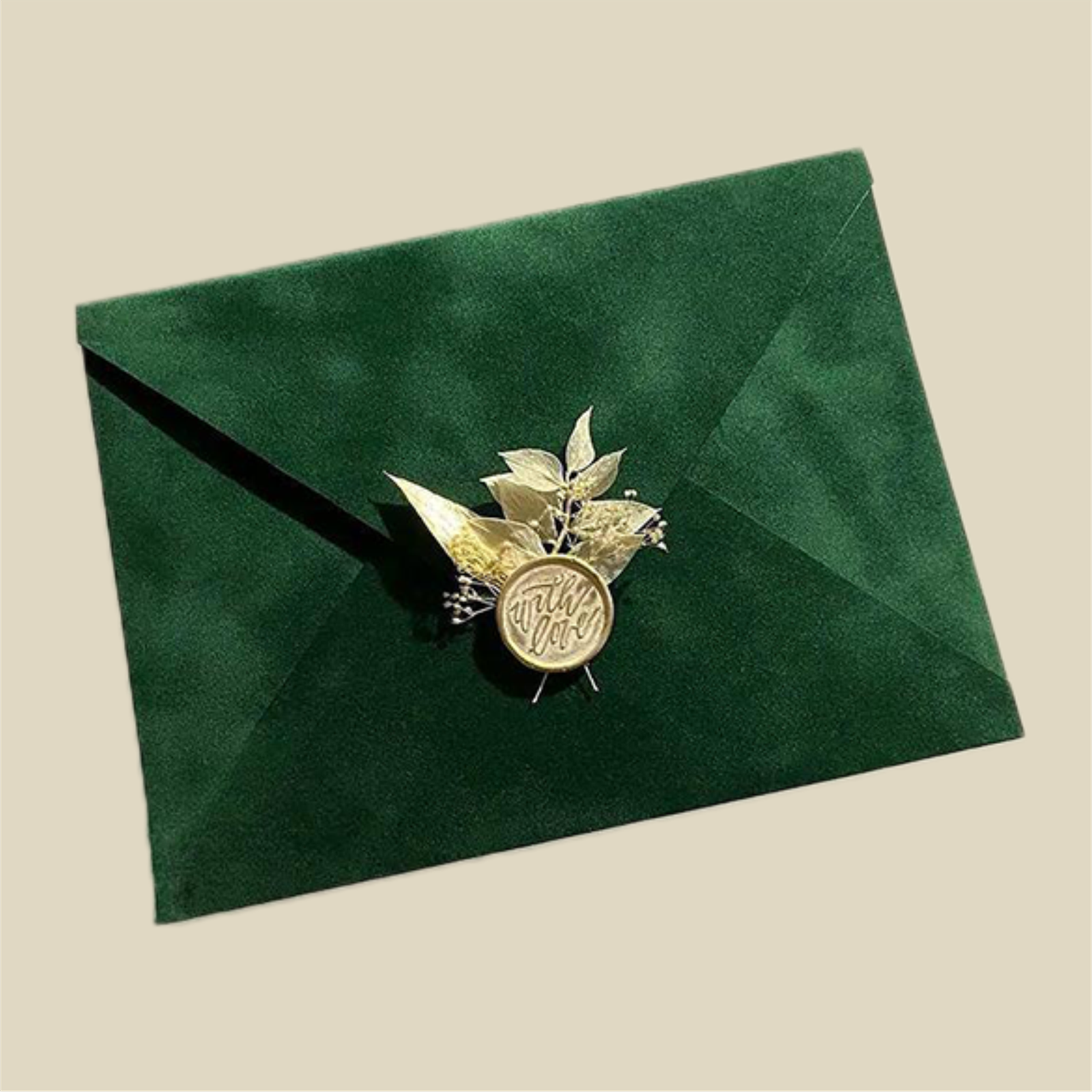 Конверт оксамитовий з підкладкою А5 16х21,5 см на магнітній застібці з декором Зелений (2484431218)