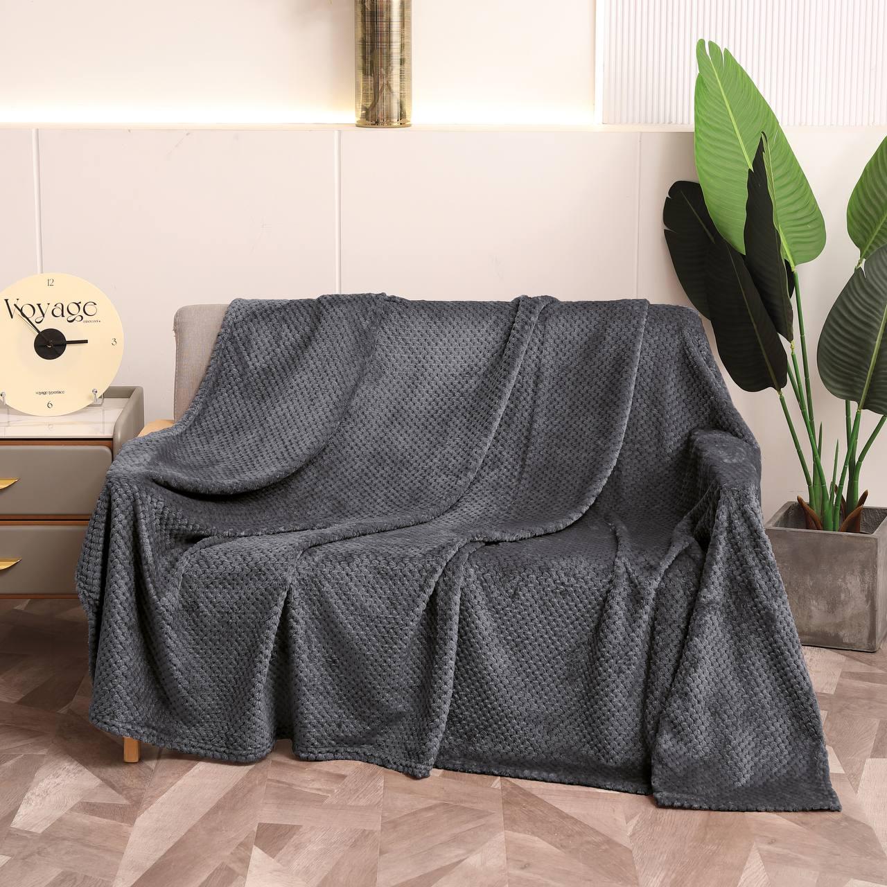 Плед-покрывало Malloory Home Велюр Бамбук 150x200 см Серый (1858-7) - фото 1