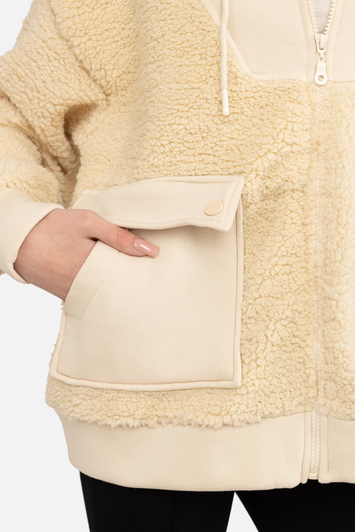 Кофта спортивная женская на застежке ЦБ-00268986 р. 46 Молочный (SKT001042135) - фото 5 Кофта спортивная женская на застежке ЦБ-00268986 р. 46 Молочный (SKT001042135) - фото 5