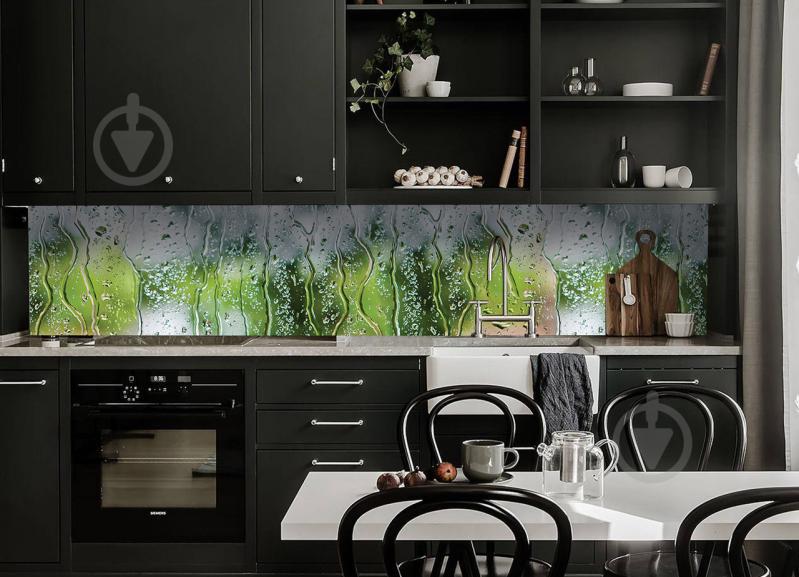 Наклейки кухонный фартук Zatarga "Дождь на стекле " 650х2500мм Зеленый (Z180266/1)