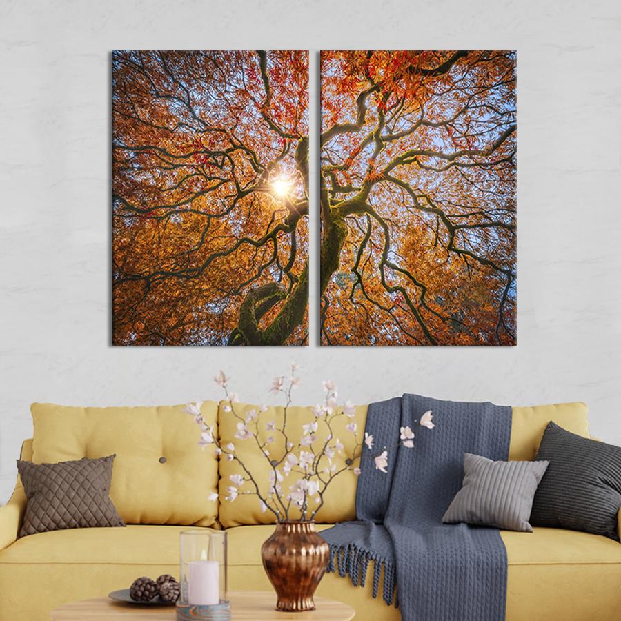Модульная картина на холсте Диптих Крона красного клёна 111x81 см (612-2)