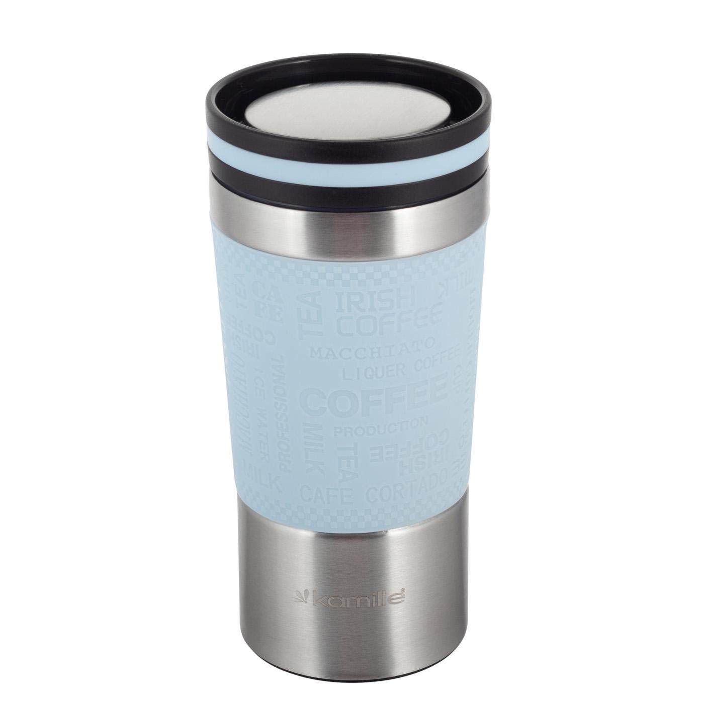 Термокухоль Kamille з нержавіючої сталі з TPR-вставкою 380 мл Блакитний (14897071) - фото 2 Термокухоль Kamille з нержавіючої сталі з TPR-вставкою 380 мл Блакитний (14897071) - фото 2