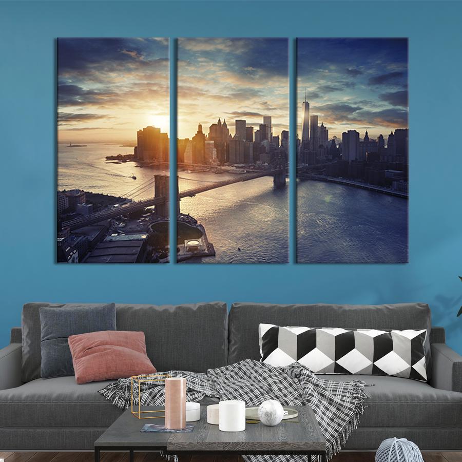 Модульная картина триптих Рассвет над Манхэттеном 156x100 см (351-31)